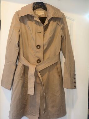 Michael Kors Beige Trench Coat with Waist Tie